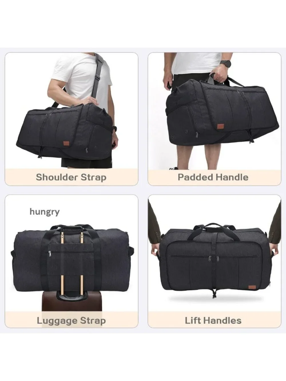 Extra Large 100L Waterproof Foldable Duffle Bag with Shoe Compartment - Gym